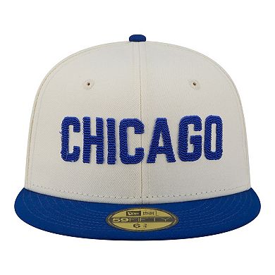 Men's New Era Cream Chicago Cubs Two-Tone Stitch 59FIFTY Fitted Hat