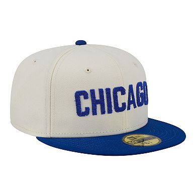 Men's New Era Cream Chicago Cubs Two-Tone Stitch 59FIFTY Fitted Hat