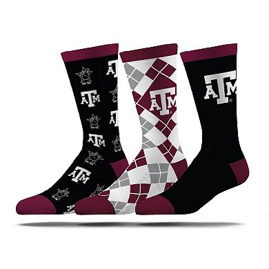 Unisex Strideline Texas A&M Aggies Business Knit Crew Socks Three-Pack Set