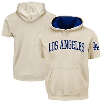 Men's Fanatics Cream/Royal Los Angeles Dodgers Big & Tall Contrast Short Sleeve Hoodie