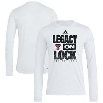 Men's adidas White Texas Tech Red Raiders Legacy On Lock Pregame Long Sleeve T-Shirt