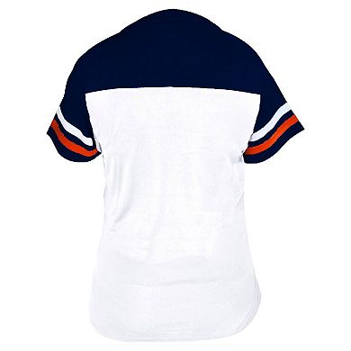 Women's Profile White/Navy Houston Astros Plus Size Two-Stripe V-Neck T-Shirt