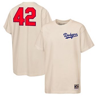 Youth Mitchell & Ness Jackie Robinson Natural Los Angeles Dodgers 42 For All T-Shirt