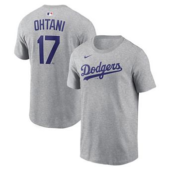 Men's Nike Shohei Ohtani Heather Gray Los Angeles Dodgers Name & Number T-Shirt