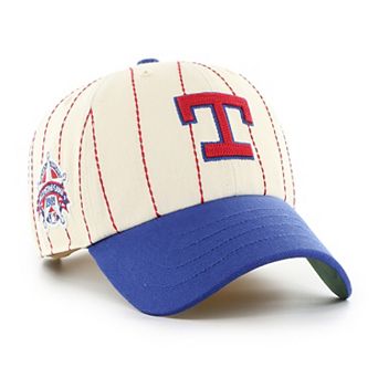 Men's '47 x Rawlings Natural/Royal Texas Rangers Pinstripe Clean Up Adjustable Hat