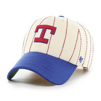 Men's '47 x Rawlings Natural/Royal Texas Rangers Pinstripe Clean Up Adjustable Hat