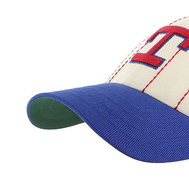 Men's '47 x Rawlings Natural/Royal Texas Rangers Pinstripe Clean Up Adjustable Hat