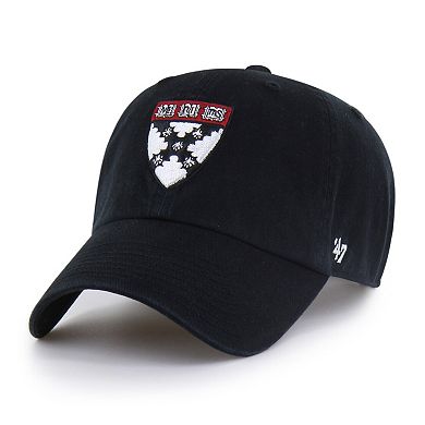 Men's '47 Black Harvard Crimson Clean Up Adjustable Hat