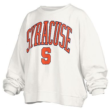 Women's Pressbox White Syracuse Orange Plus Size Nelson Janise Sweatshirt