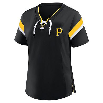Women's Profile Black Pittsburgh Pirates Lace-Up T-Shirt