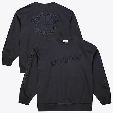Men's Mitchell & Ness Black Golden State Warriors Phantom Fleece Sweatshirt