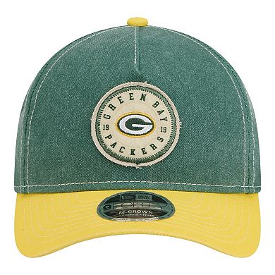 Men's New Era Green/Gold Green Bay Packers 9FORTY Felt A-Frame Adjustable Hat