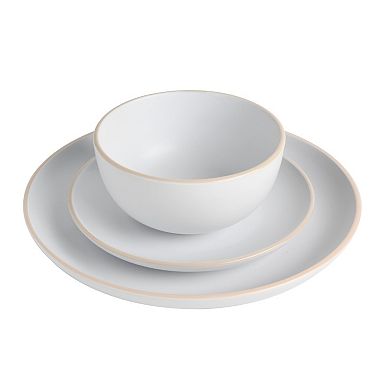 Gibson Home Rockaway 12 Piece Plates and Bowls Matte Glaze Service for 4 Dinnerware Set