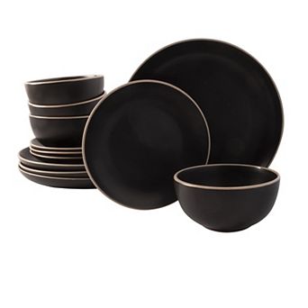 Gibson Home Rockaway 12 pc Plates and Bowls Matte Glaze Service for 4 Dinnerware Set