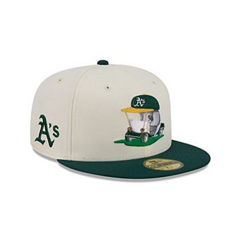 Men's New Era Cream/Green Athletics Bullpen Cart 59FIFTY Fitted Hat