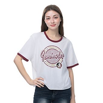 Women's ZooZatz White Florida State Seminoles Retro Ringer Tri-Blend T-Shirt