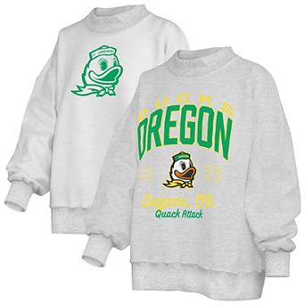 Women's Pressbox Heather Gray Oregon Ducks Reversible Sweatshirt