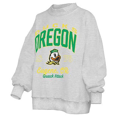 Women's Pressbox Heather Gray Oregon Ducks Reversible Sweatshirt