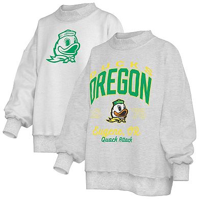 Women's Pressbox Heather Gray Oregon Ducks Reversible Sweatshirt
