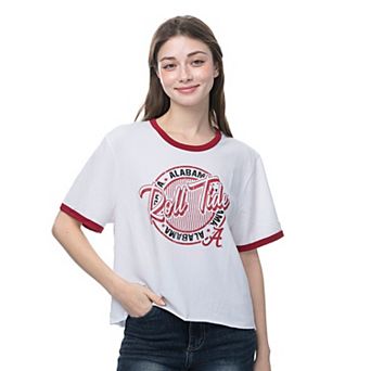 Women's ZooZatz White Alabama Crimson Tide Retro Ringer Tri-Blend T-Shirt