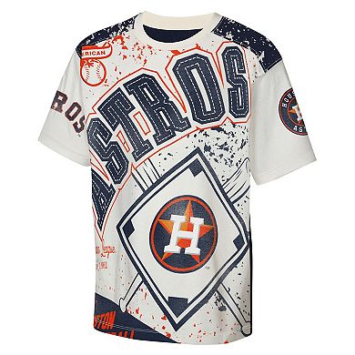 Youth Outerstuff Cream Houston Astros Big League Top Player Bold All-Over-Print T-Shirt