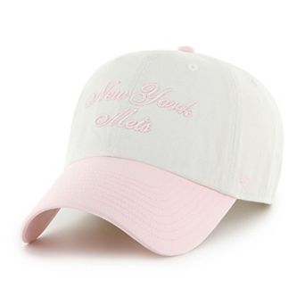 Women's '47 White/Pink New York Mets Gelato Two-Tone Clean Up Adjustable Hat