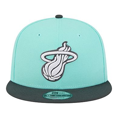 Men's New Era Turquoise/Charcoal Miami Heat Color Pack Two-Tone 9FIFTY Snapback Hat