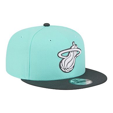 Men's New Era Turquoise/Charcoal Miami Heat Color Pack Two-Tone 9FIFTY Snapback Hat