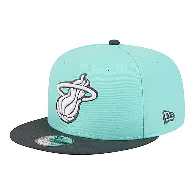 Men's New Era Turquoise/Charcoal Miami Heat Color Pack Two-Tone 9FIFTY Snapback Hat