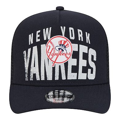 Youth New Era Navy New York Yankees Logo Fade A-Frame 9FIFTY Snapback Hat