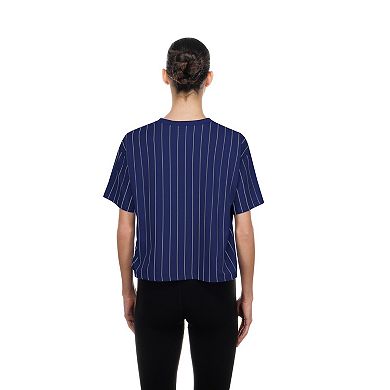 Women's New Era Royal Los Angeles Dodgers Throwback Meshback Pinstripe Boxy T-Shirt