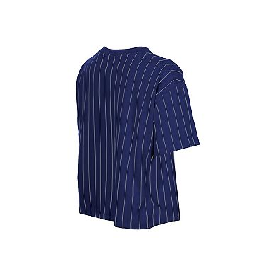 Women's New Era Royal Los Angeles Dodgers Throwback Meshback Pinstripe Boxy T-Shirt