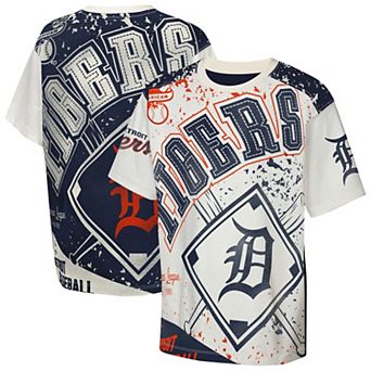 Youth Outerstuff Cream Detroit Tigers Big League Top Player Bold All-Over-Print T-Shirt