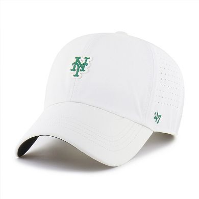 Men's '47 White New York Mets Elevated Greens Clean Up Adjustable Hat