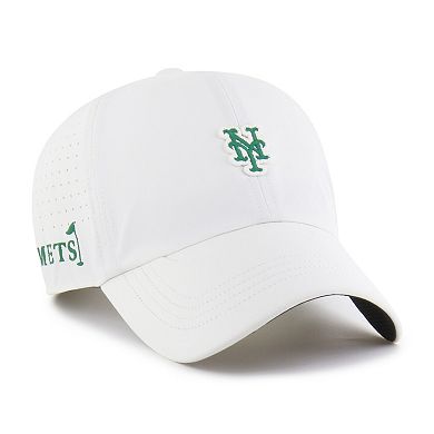 Men's '47 White New York Mets Elevated Greens Clean Up Adjustable Hat