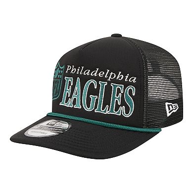 Men's New Era Black Philadelphia Eagles Throwback Foam 19TWENTY Adjustable Hat