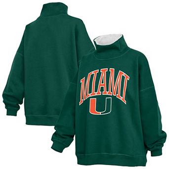 Women's Pressbox Green Miami Hurricanes Oversized Mock Neck Sweatshirt