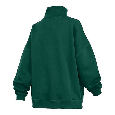 Women's Pressbox Green Miami Hurricanes Oversized Mock Neck Sweatshirt