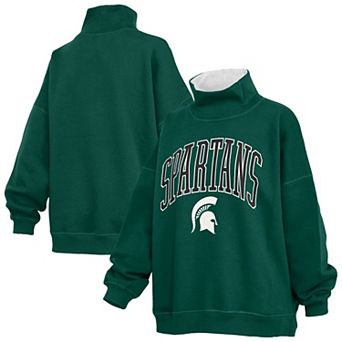 Women's Pressbox Green Michigan State Spartans Oversized Mock Neck Sweatshirt
