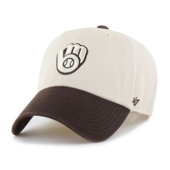 Men's '47 Natural/Brown Milwaukee Brewers Two-Tone Fashion Clean Up Adjustable Hat