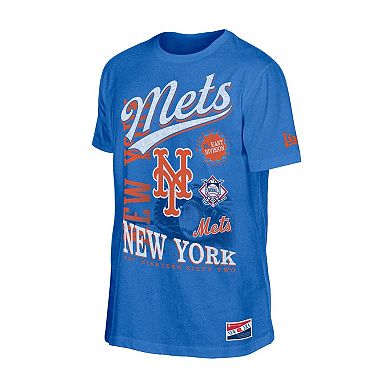 Men's New Era Royal New York Mets Oversized Throwback Distressed T-Shirt