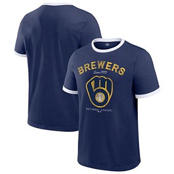 Men's Darius Rucker Collection by Fanatics Navy Milwaukee Brewers Washed Ringer T-Shirt