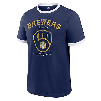 Men's Darius Rucker Collection by Fanatics Navy Milwaukee Brewers Washed Ringer T-Shirt