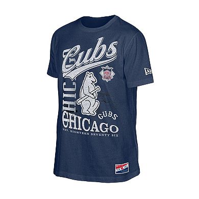 Men's New Era Navy Chicago Cubs Oversized Throwback Distressed T-Shirt