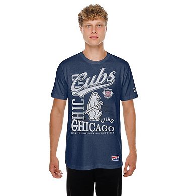 Men's New Era Navy Chicago Cubs Oversized Throwback Distressed T-Shirt