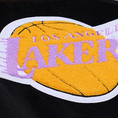Men's Mitchell & Ness Black/White Los Angeles Lakers Hardwood Classics Off Day Full-Snap Varsity Jacket