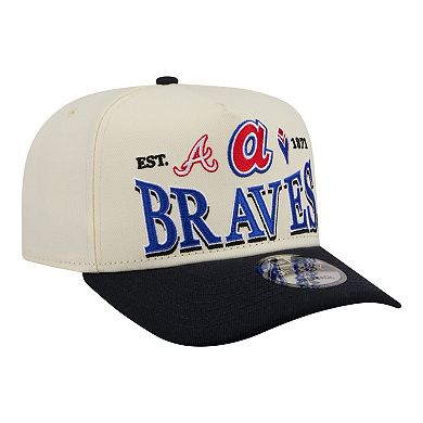 Men's New Era Cream Atlanta Braves Throwback Tri-Hit A-Frame 9FIFTY Adjustable Hat