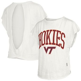 Women's Pressbox Cream Virginia Tech Hokies Nelson Movement Open Back Slub T-Shirt