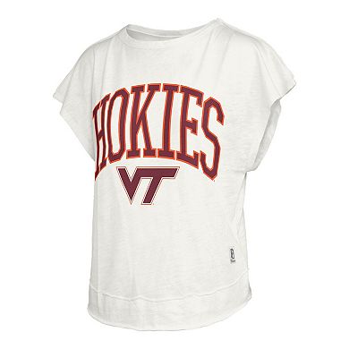Women's Pressbox Cream Virginia Tech Hokies Nelson Movement Open Back Slub T-Shirt