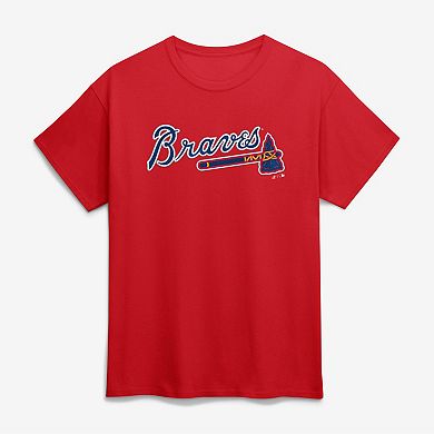 Men's Logo Athletic Red Atlanta Braves Wordmark T-Shirt